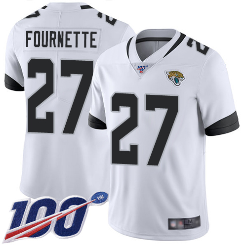 Nike Jacksonville Jaguars #27 Leonard Fournette White Men Stitched NFL 100th Season Vapor Limited Jersey->jacksonville jaguars->NFL Jersey